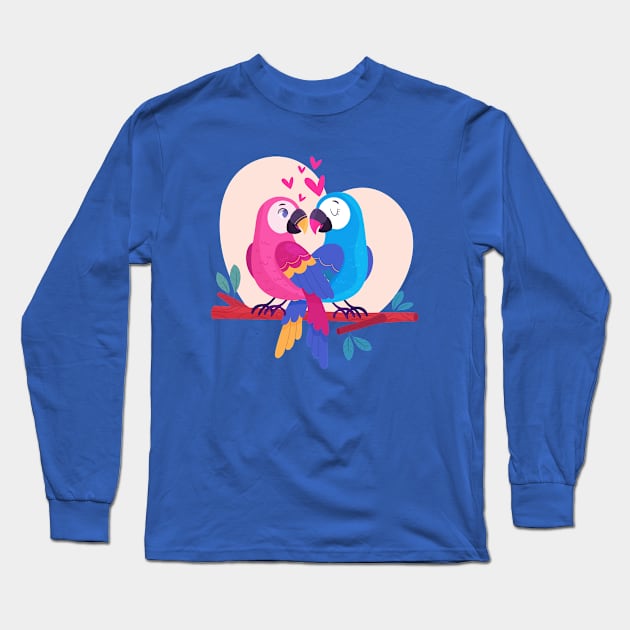 Lovely Parrots Couple Long Sleeve T-Shirt by Mako Design 